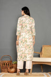Ivory Floral Straight Angrakh Suit Set