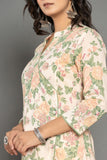 Ivory Floral Straight Angrakh Suit Set