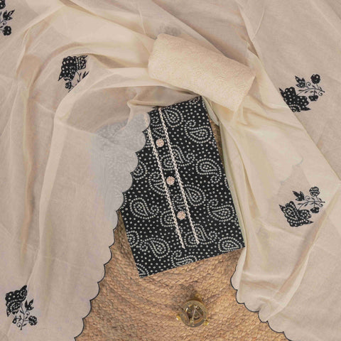 Jade Black Bandhani Cotton Suit Set