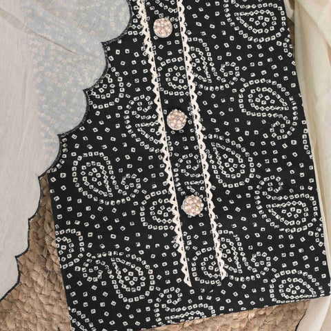 Jade Black Bandhani Cotton Suit Set