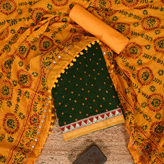 Jaipuri Green Bandhani Phulkari Suit Set