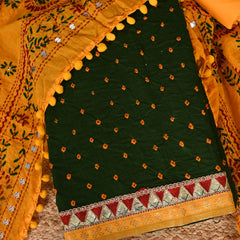 Jaipuri Green Bandhani Phulkari Suit Set