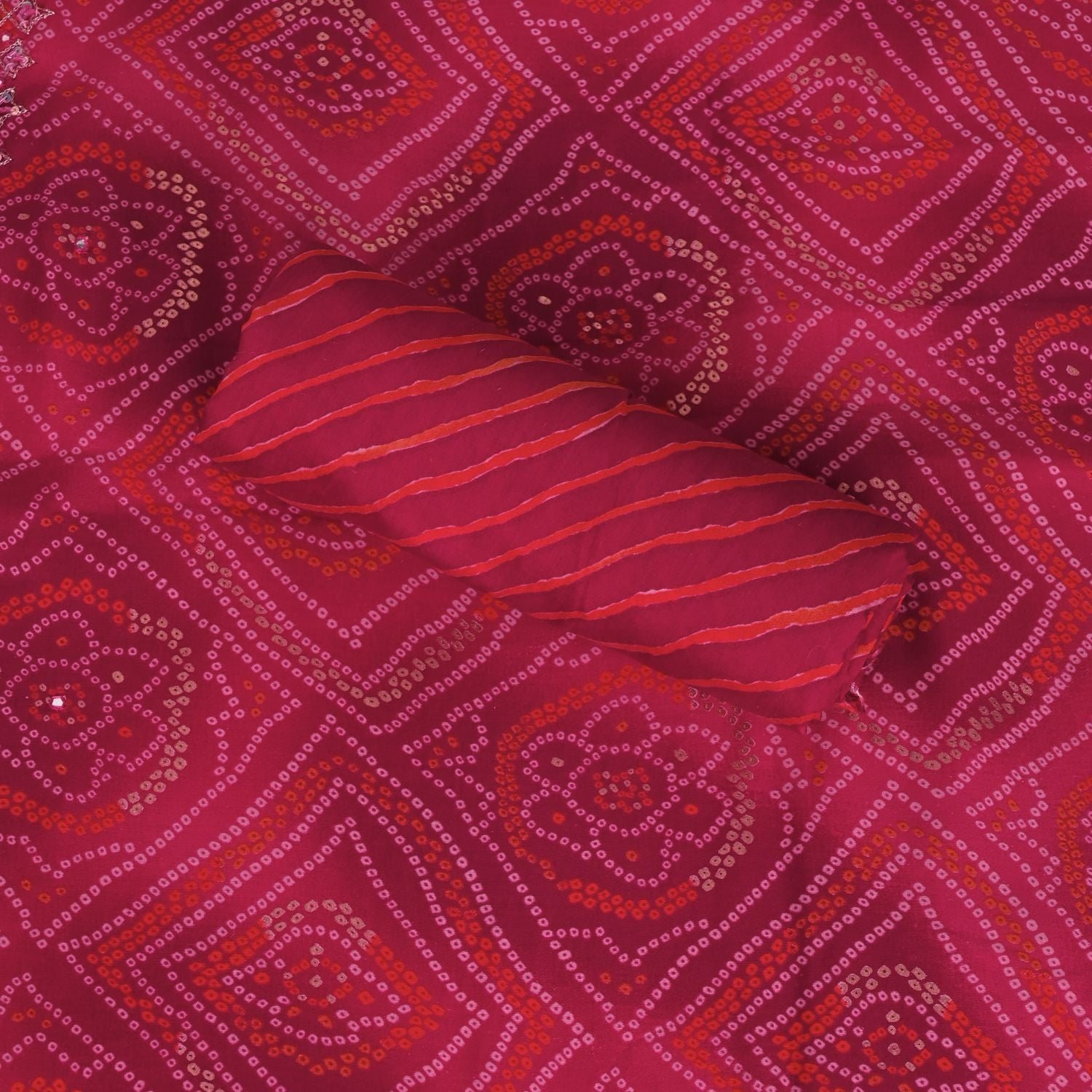 Jaipuri Rani Bandhani Silk Unstitched Salwar Suit