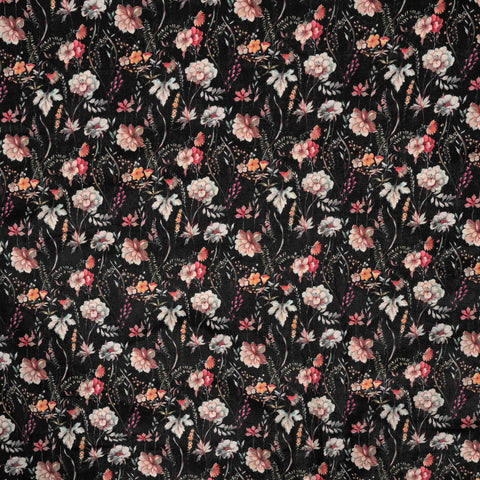 Jet Black Pichwai Print Linen Unstitched Suit Set