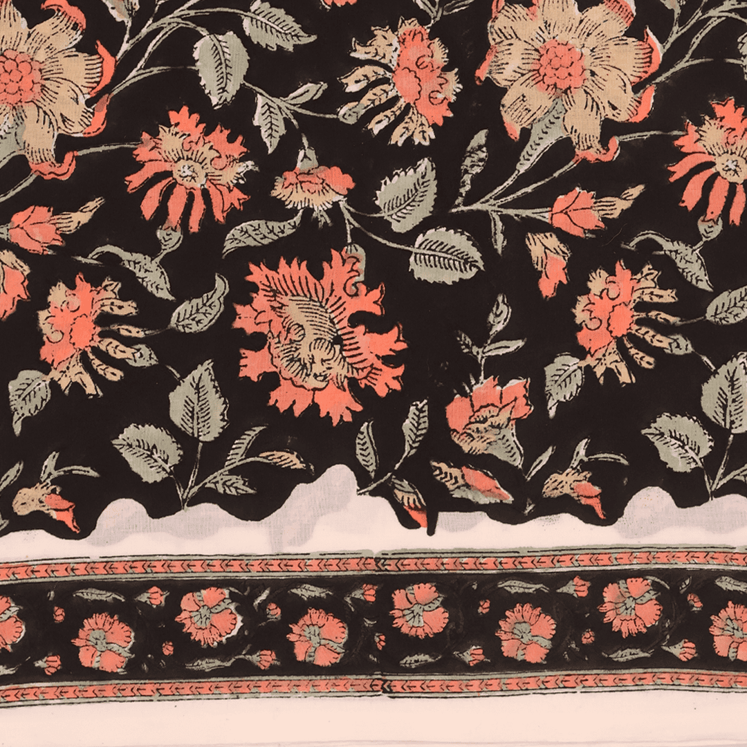 Jungle Black Pure Chiffon Dupatta Unstitched Suit Set