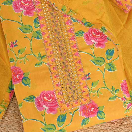 Marguerite Yelllow Cotton Suit Set