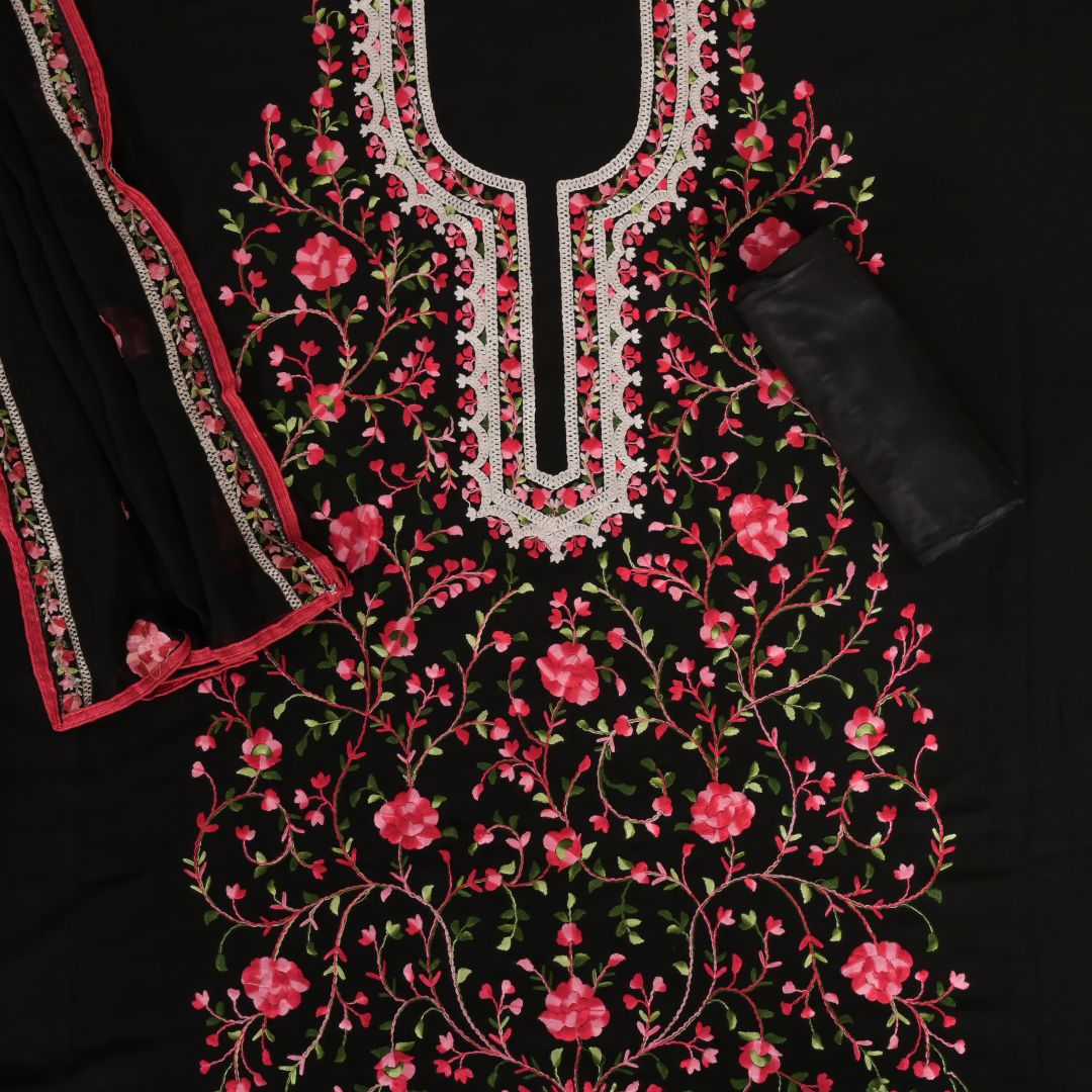 Black Georgette Karachi Unstitched Salwar Suit
