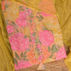 Multi Flower Modal Silk Suit Set