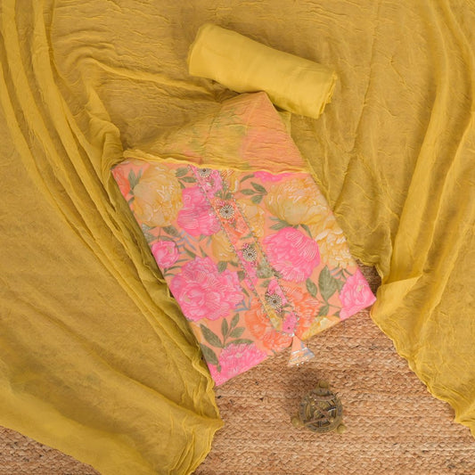 Multi Flower Modal Silk Suit Set
