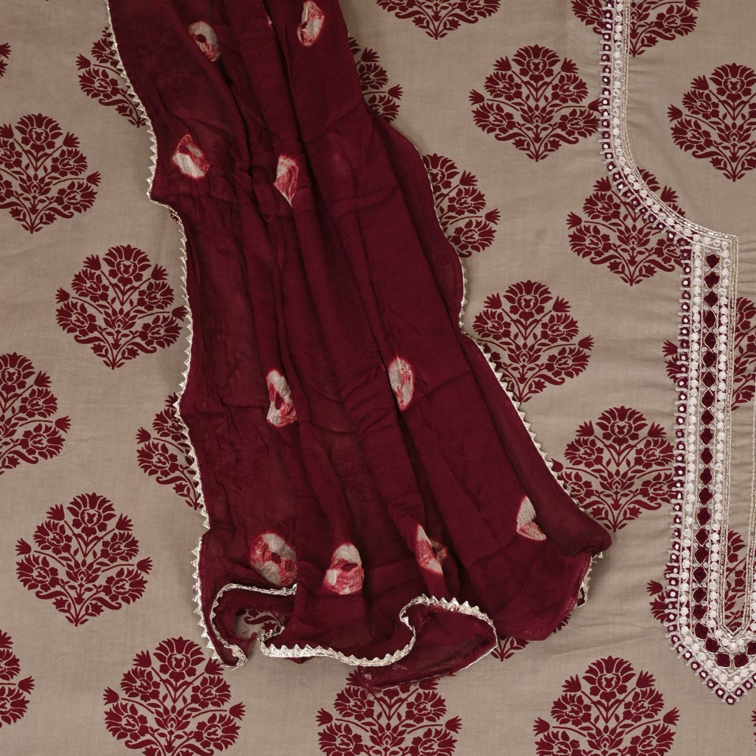 Sandy Block Print Cotton Unstitched Salwar Suit
