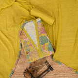 Catchy Yellow Bagh Print Cotton Unstitched Suit Set