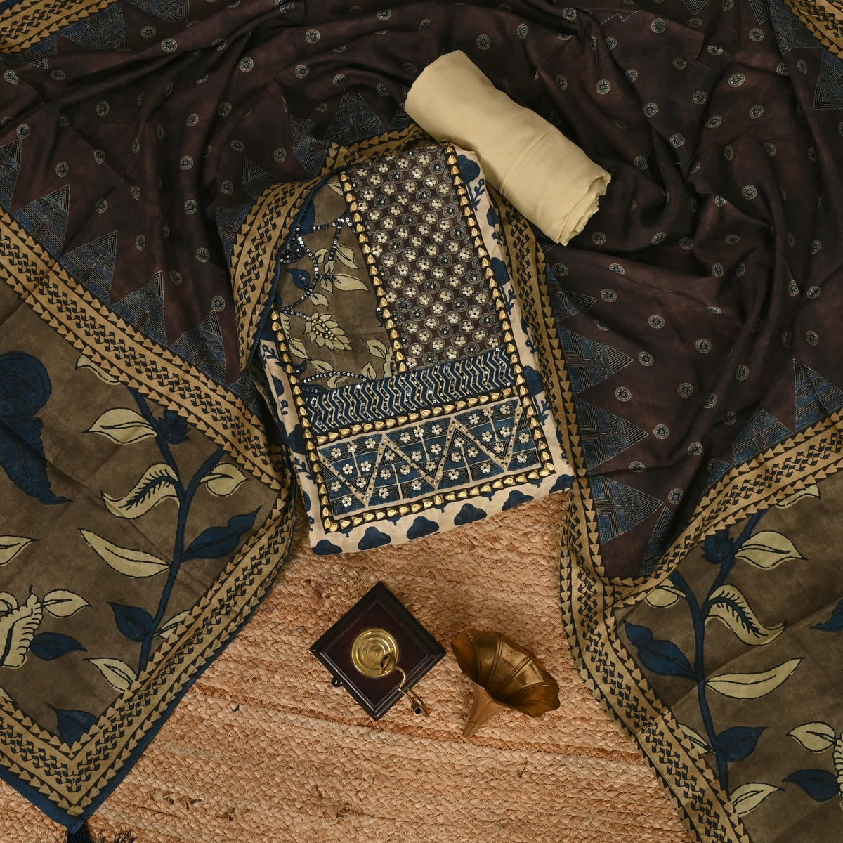 Dabu Print Silk Suit Set