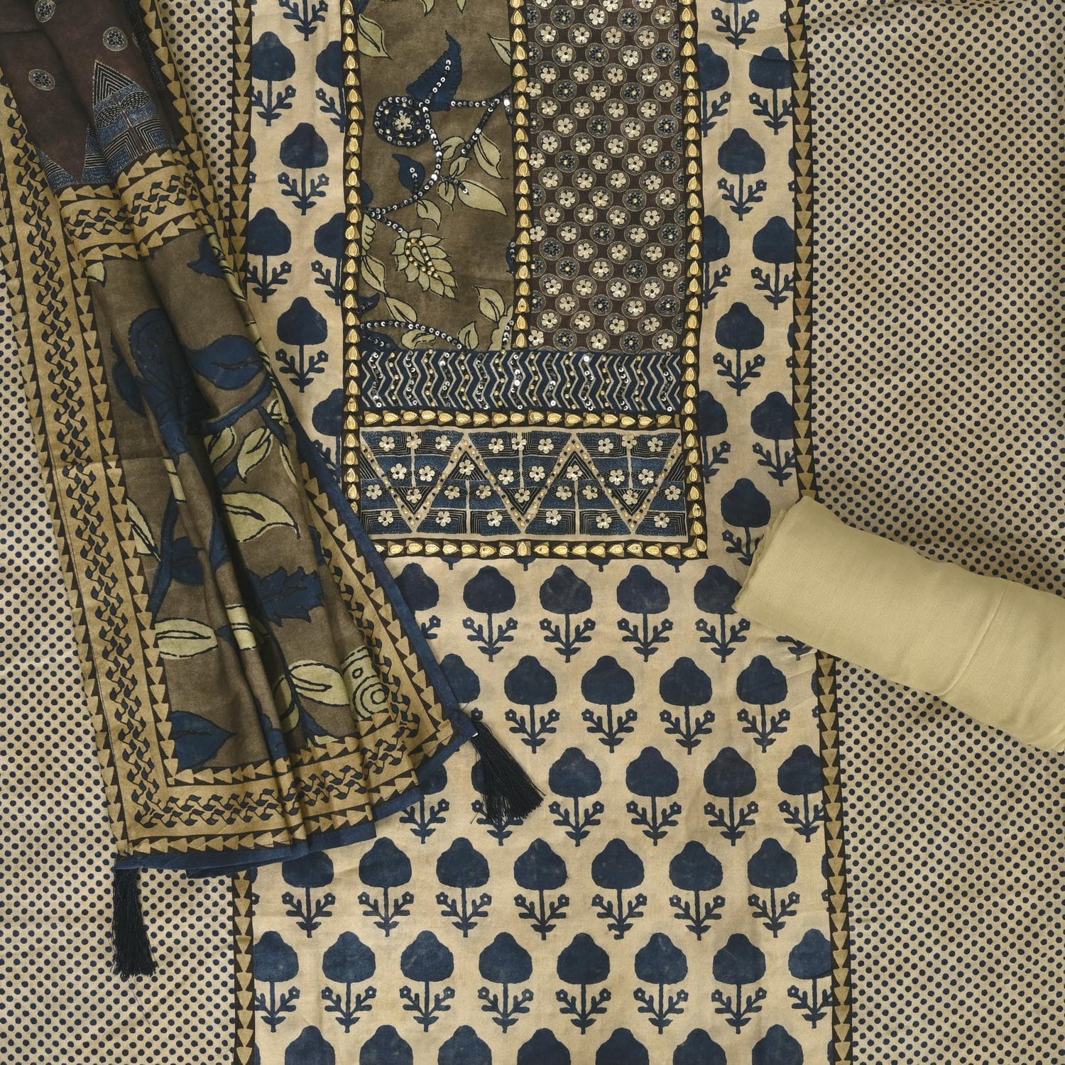 Dabu Print Silk Suit Set