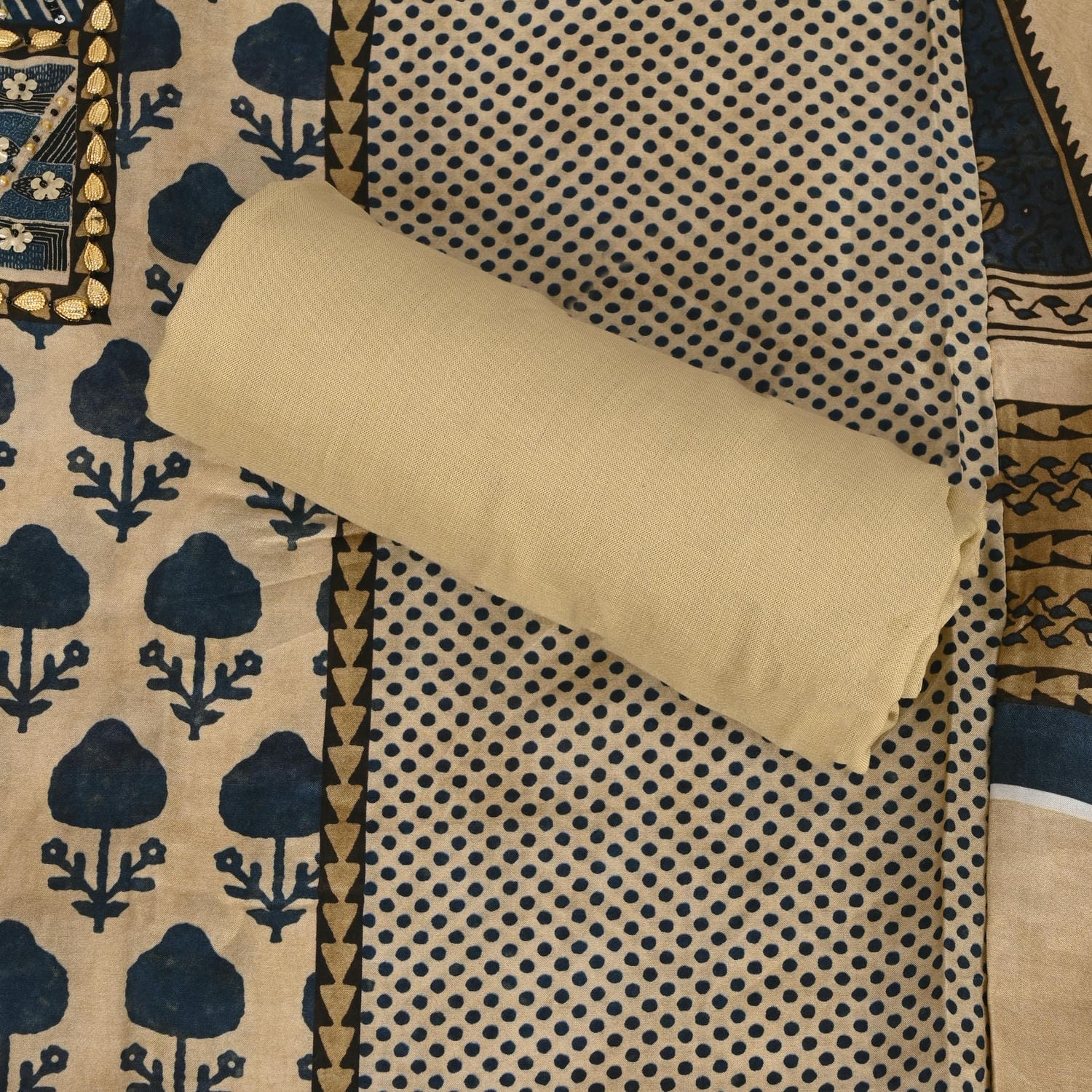Dabu Print Silk Suit Set