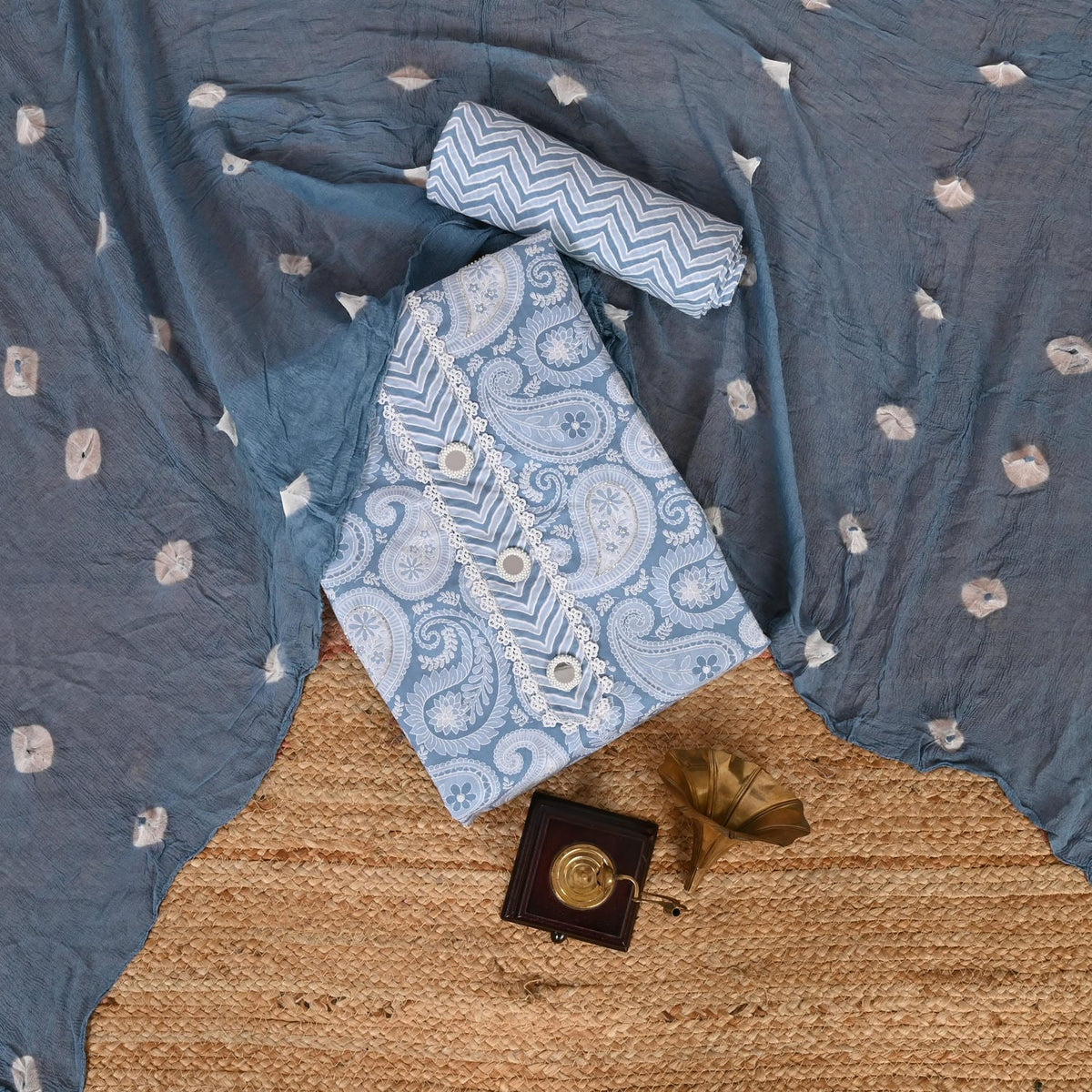 Powder Blue Cotton Suit Set
