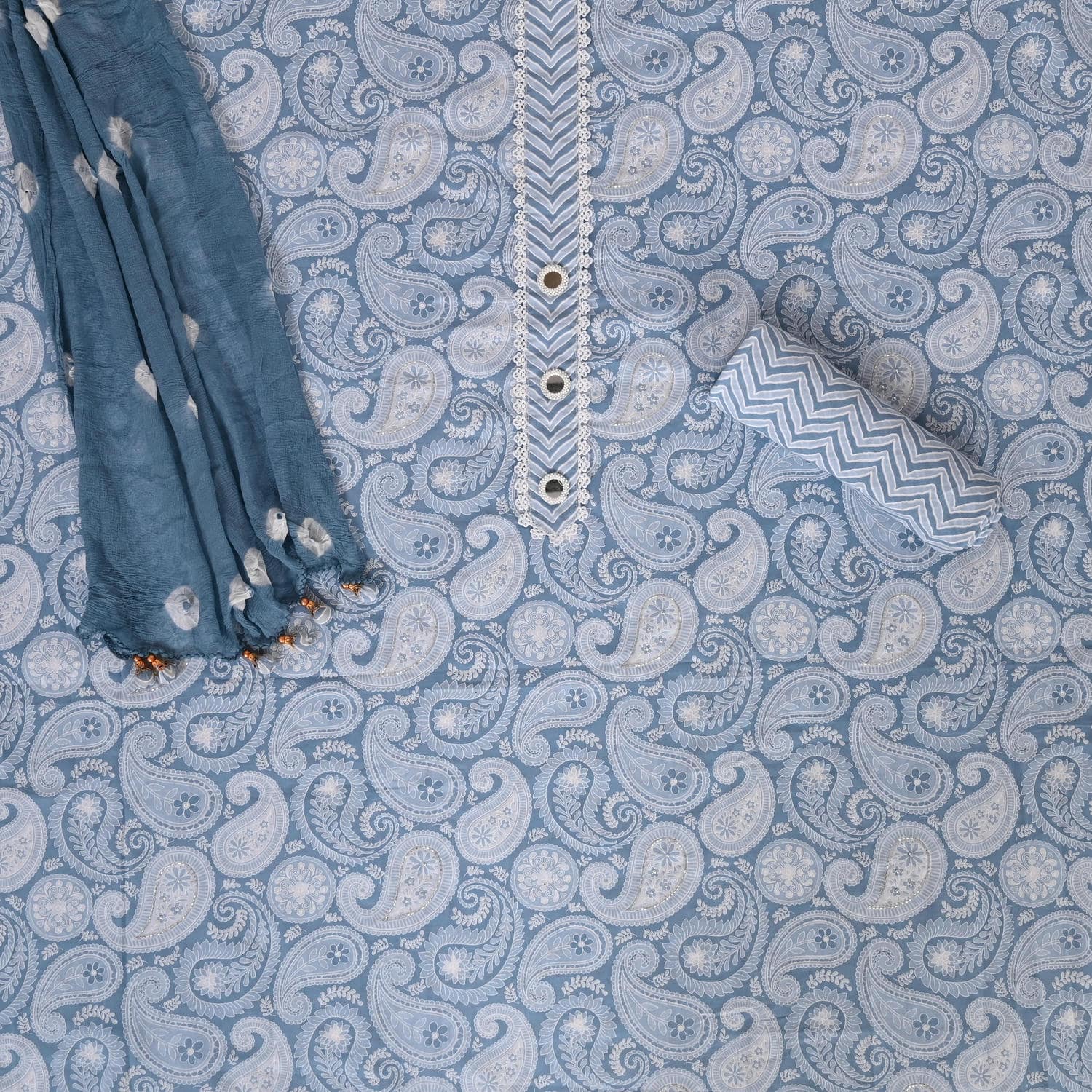 Powder Blue Cotton Suit Set