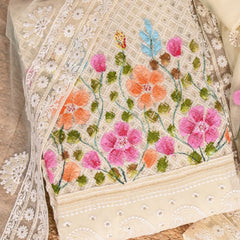 Pearl Cream 2 GeorgetteUnstitched Salwar Suit