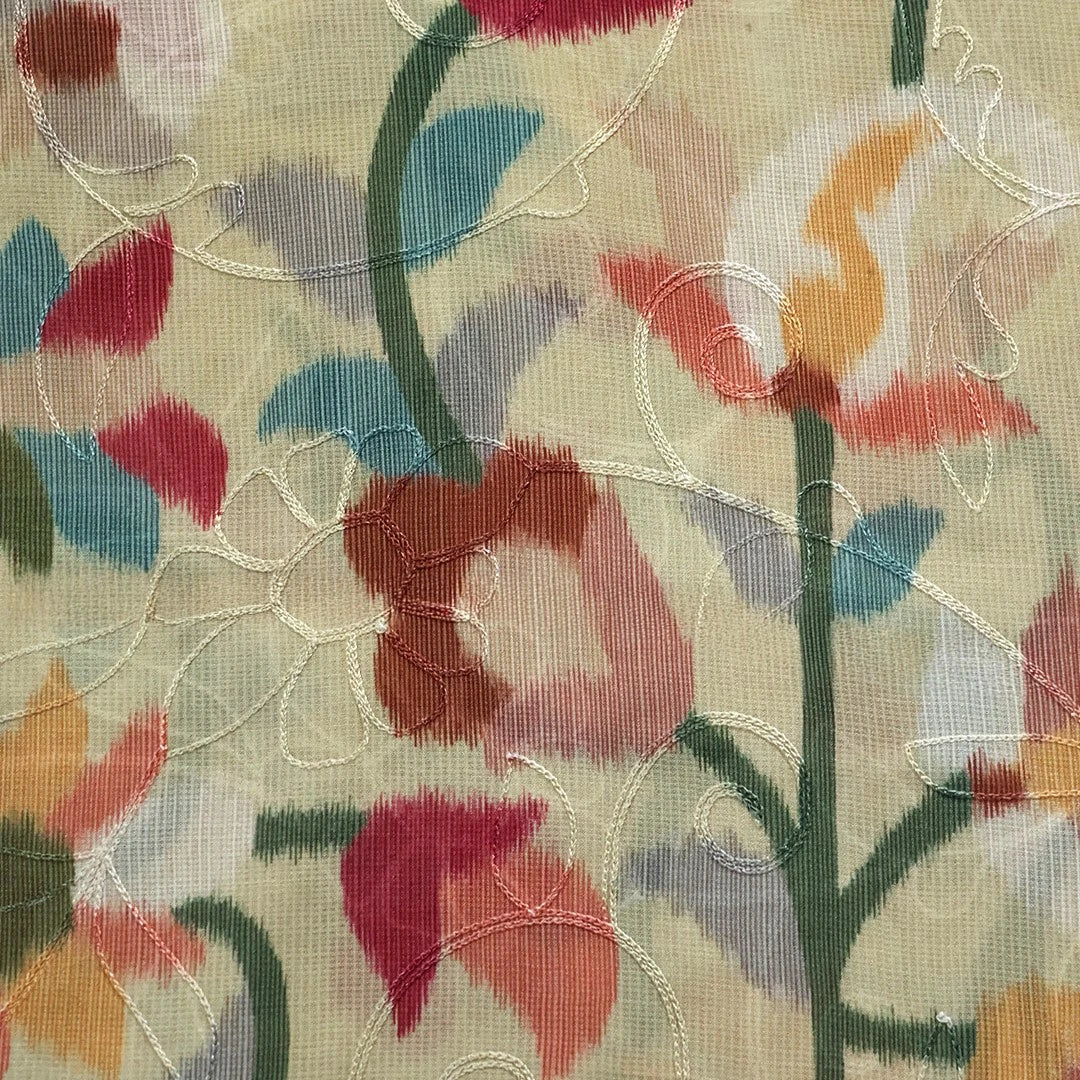 Kalamkari Print Burberry Unstitched Suit Set