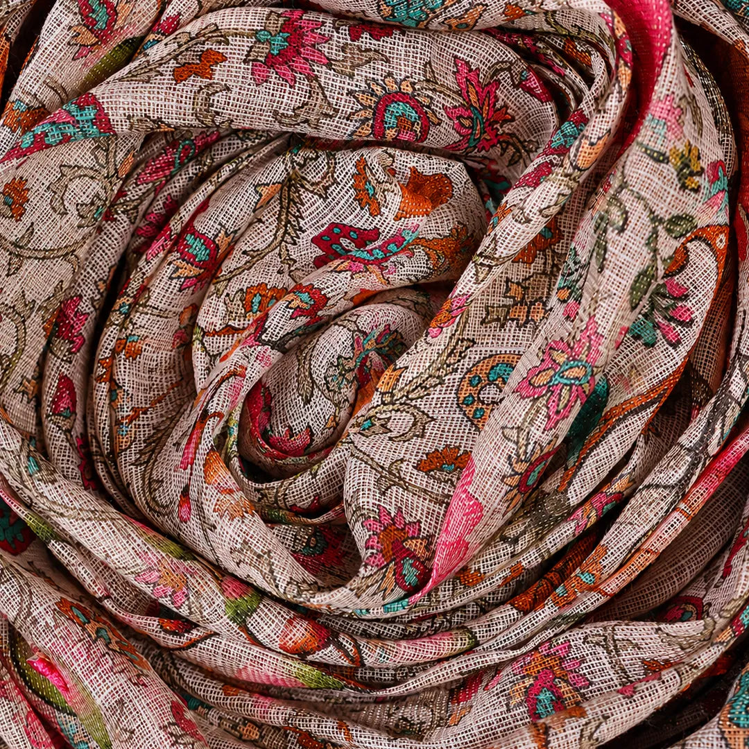 Kalamkari Print Linen Unstitched Suit Set