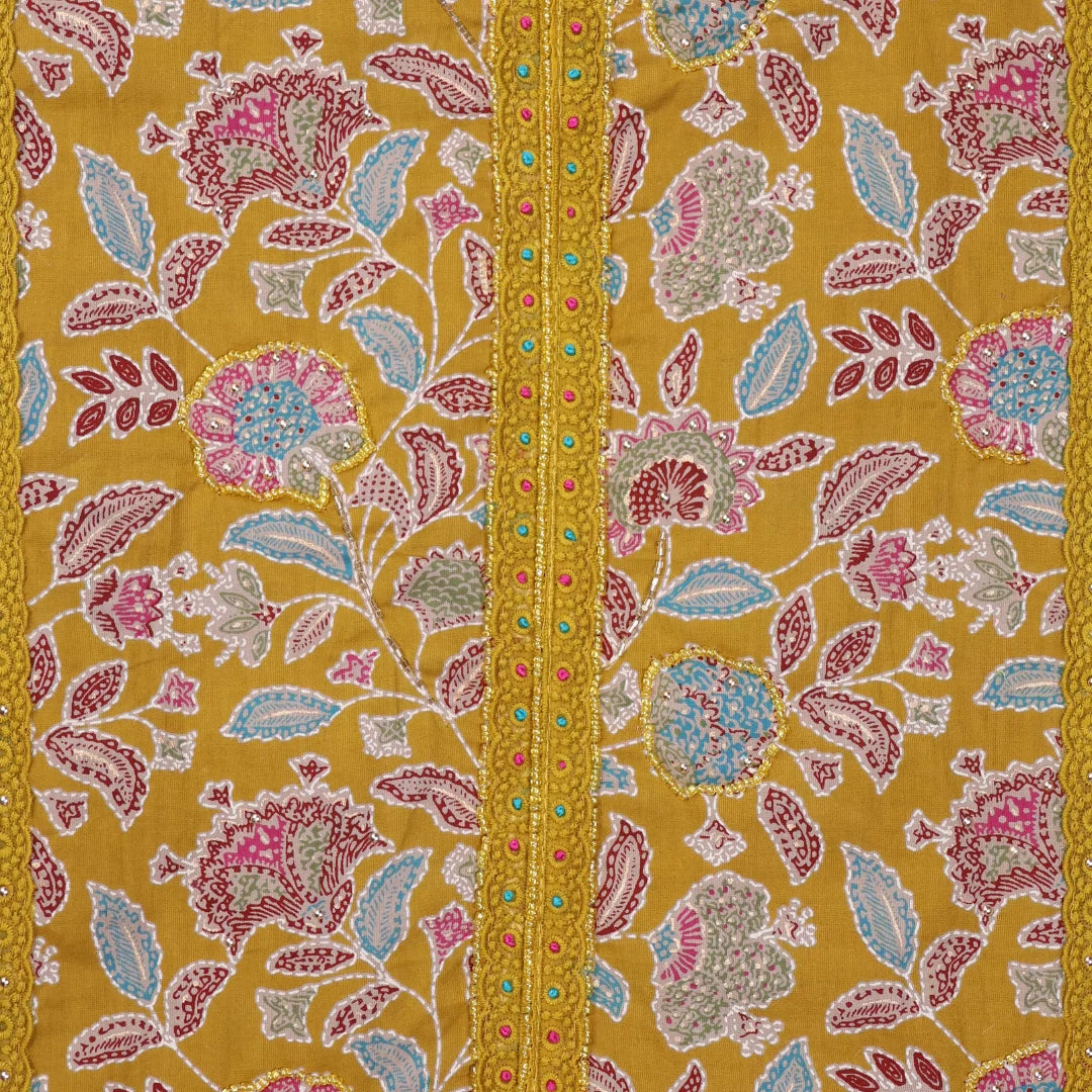 Katha Print Cotton Unstitched Suit Set