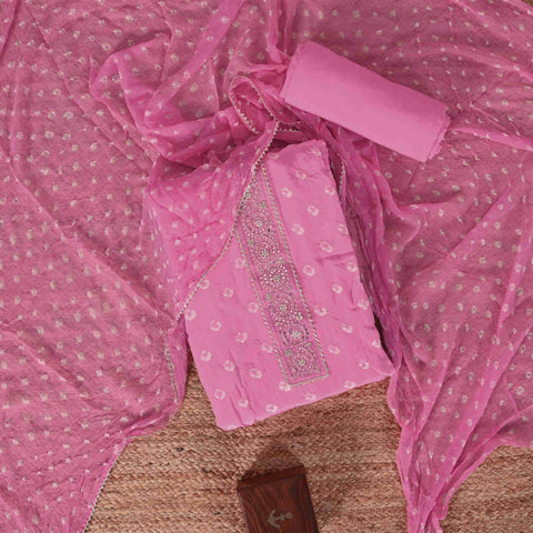 Kobi Pink Crepe Bandhani Suit Set