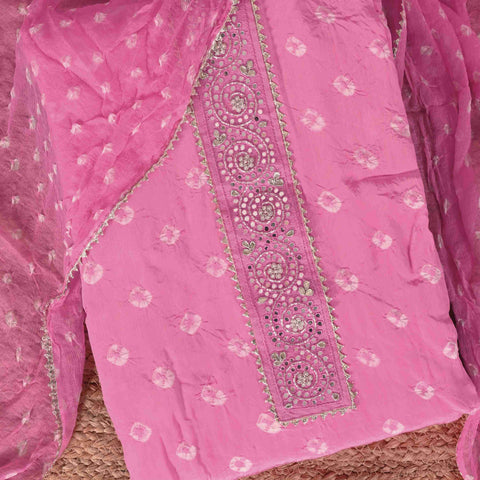 Kobi Pink Crepe Bandhani Suit Set