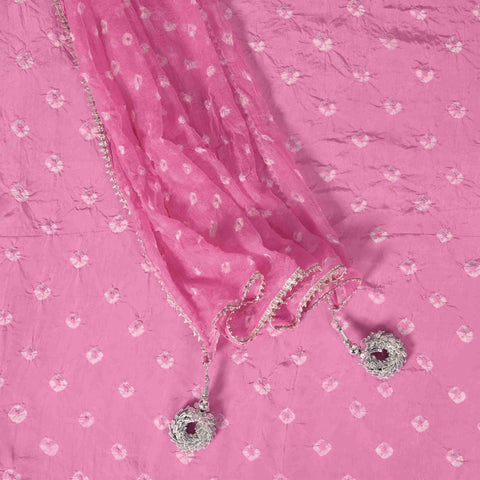 Kobi Pink Crepe Bandhani Suit Set