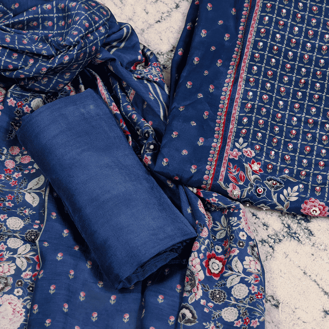 Kosa Silk Digital Print Unstitched Suit Set