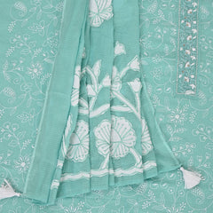 Sea Green Kota Doriya Embroidered Suit Set