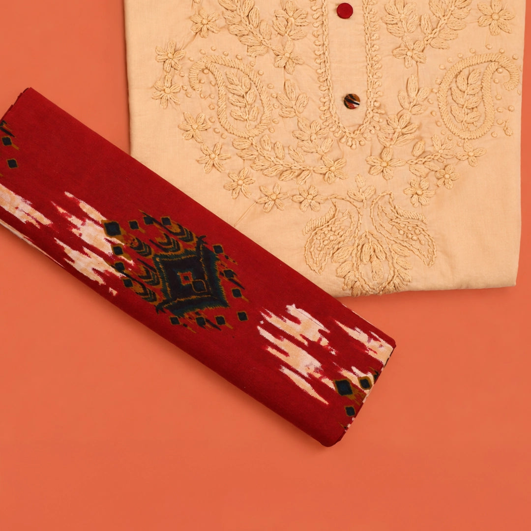 Latte Lakhnavi Cotton Unstitched Suit Set
