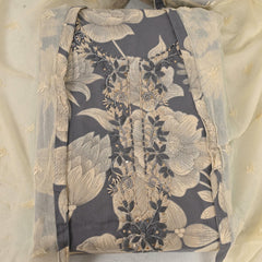 Lava Grey Floral Cotton Suit Ste