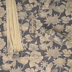Lava Grey Floral Cotton Suit Ste
