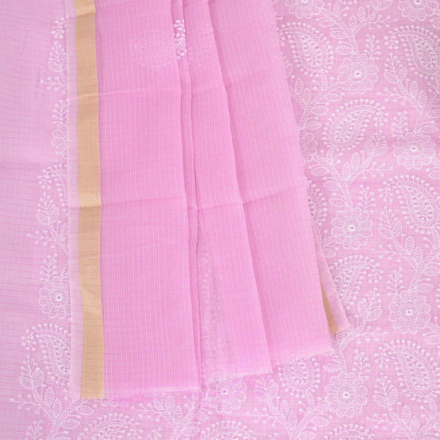 Lavender KotaDoriya Embroidered Unstitched Suit Set