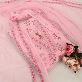 Lotus Pink Cotton Unstitched Suit Set
