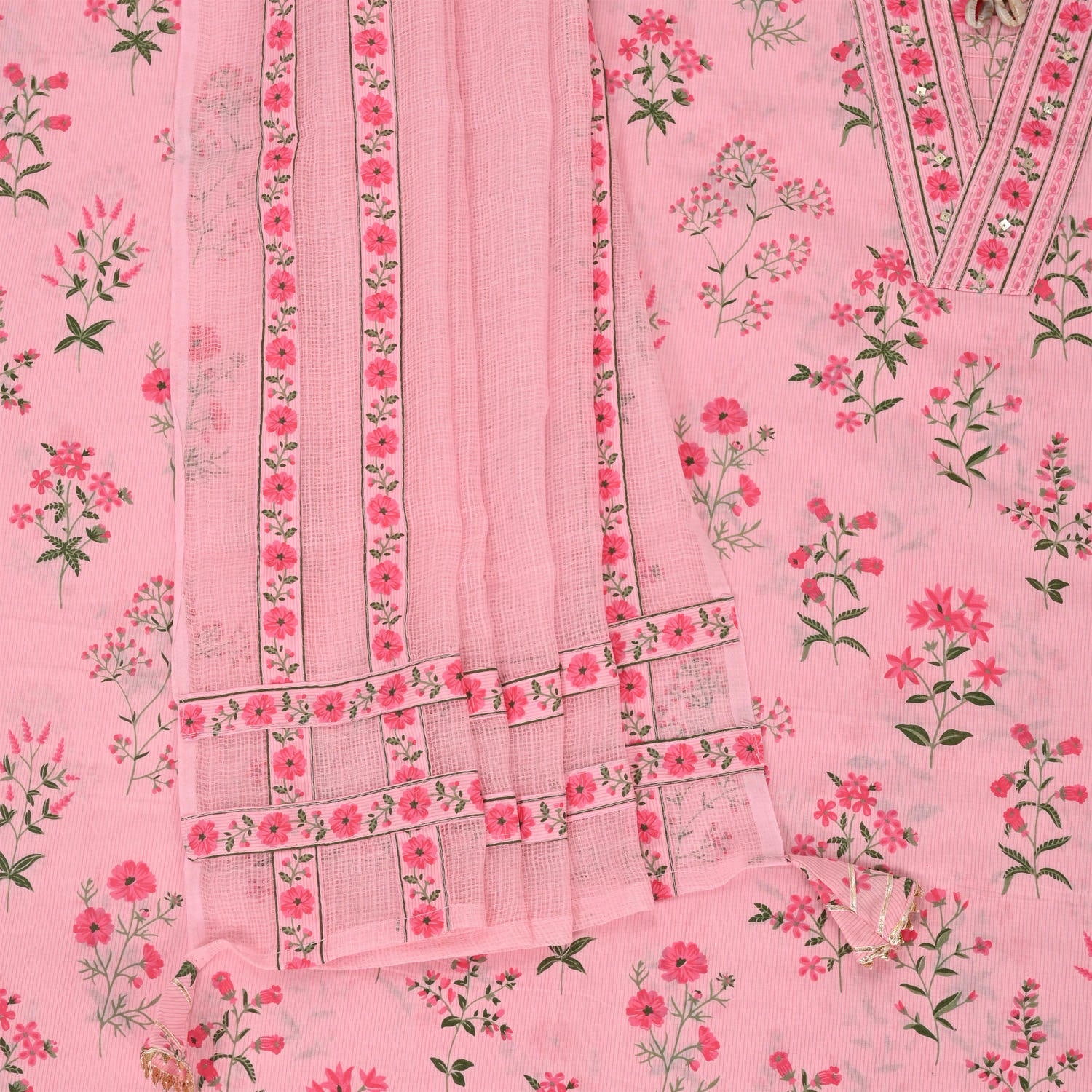 Lotus Pink Cotton Unstitched Suit Set
