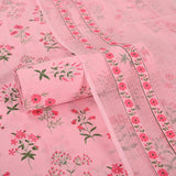 Lotus Pink Cotton Unstitched Suit Set
