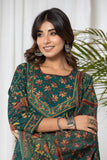 Lush Green Kalamkari Anarkali Suit Set