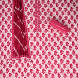 Magenta Pink Batiq Cotton Unstitched Suit Set