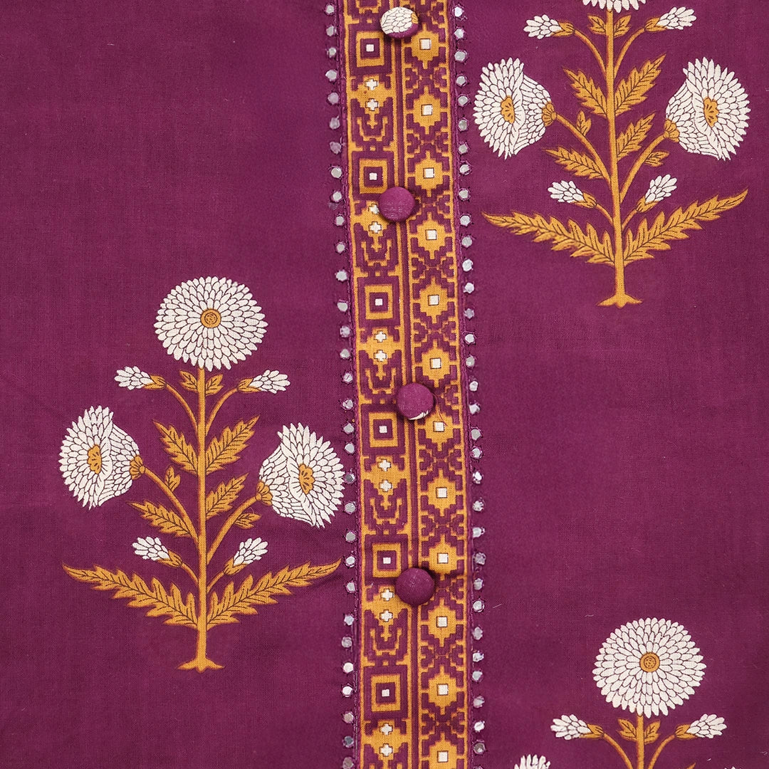Maghony Wine Cotton Unstitched Suit Set