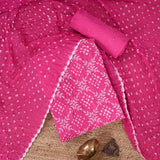 Magnite Pink Bandhani Cotton Suit Set