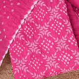 Magnite Pink Bandhani Cotton Suit Set