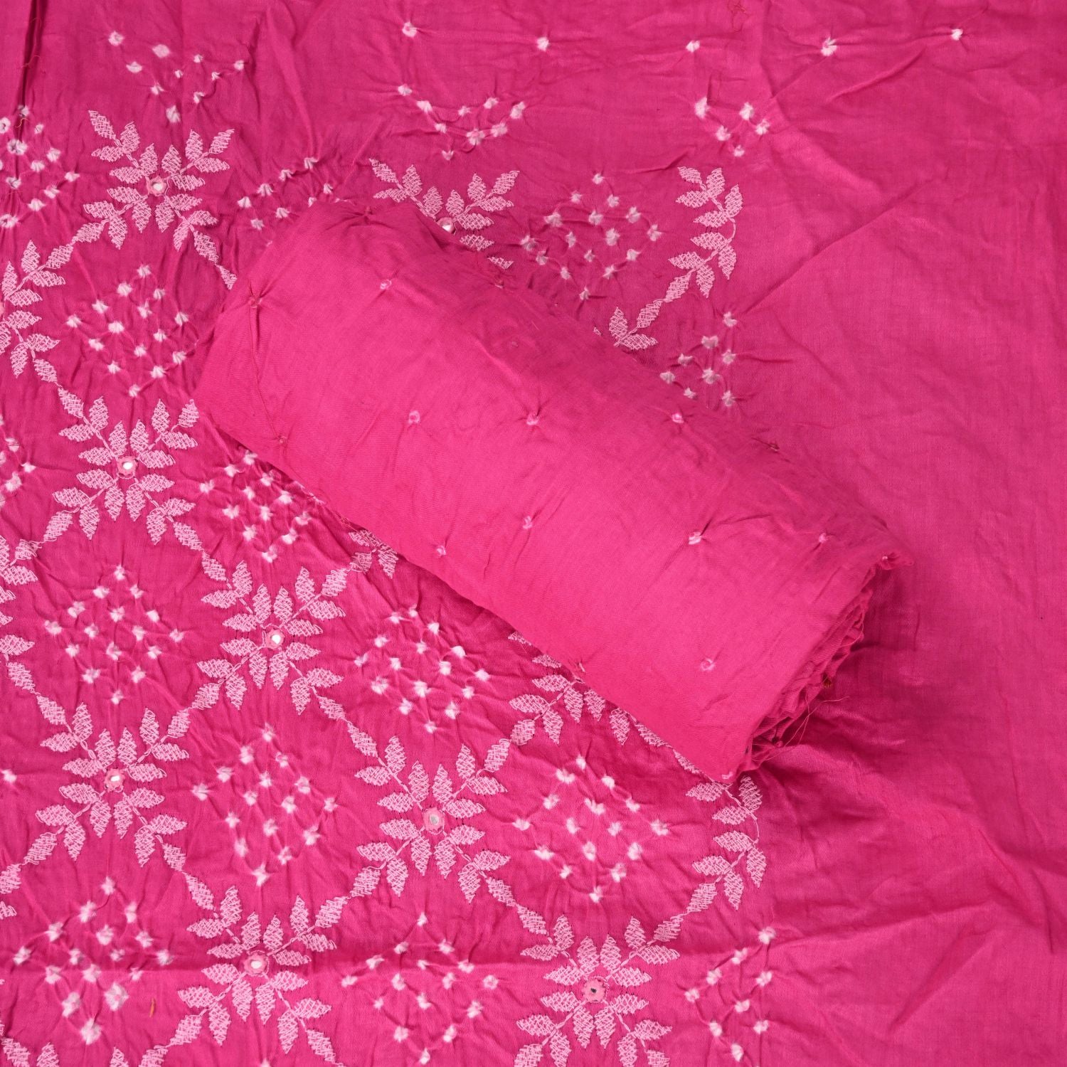 Magnite Pink Bandhani Cotton Suit Set