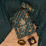 Majestic Green Kalamkari Unstitched Salwar Suit