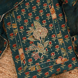 Majestic Green Kalamkari Unstitched Salwar Suit