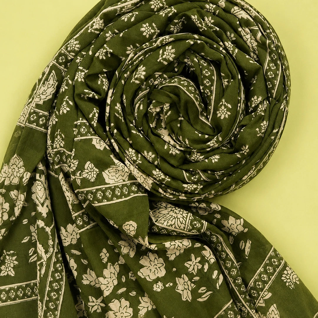 Mehandi Bagru Print Cotton Unstitched Suit Set