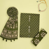 Mehandi Bagru Print Cotton Unstitched Suit Set