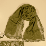 Mehandi Green Sanganeri Print Cotton Unstitched Suit Set