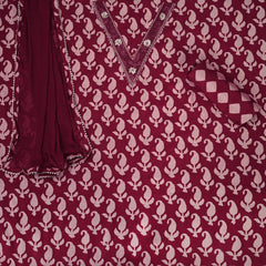 Merlot Red Silk Unstitched Salwar Suit