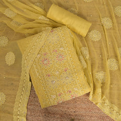 Minion Yellow Gorgette Unstitched Salwar Suit