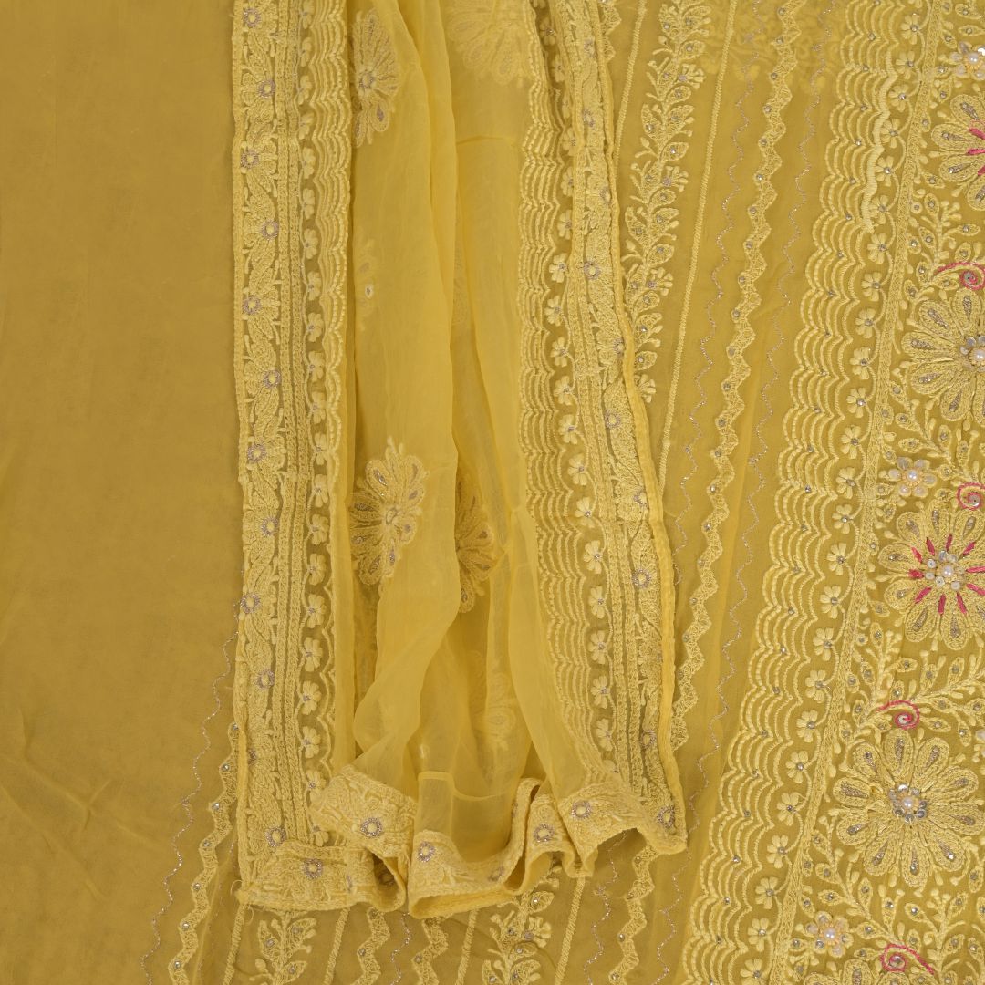 Minion Yellow Gorgette Unstitched Salwar Suit